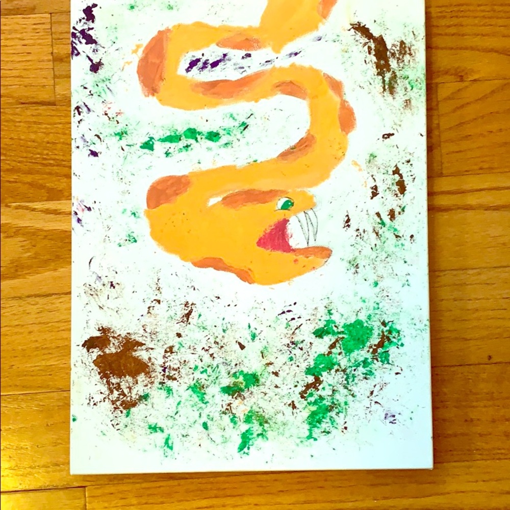 Orange snake slithering though the canvas